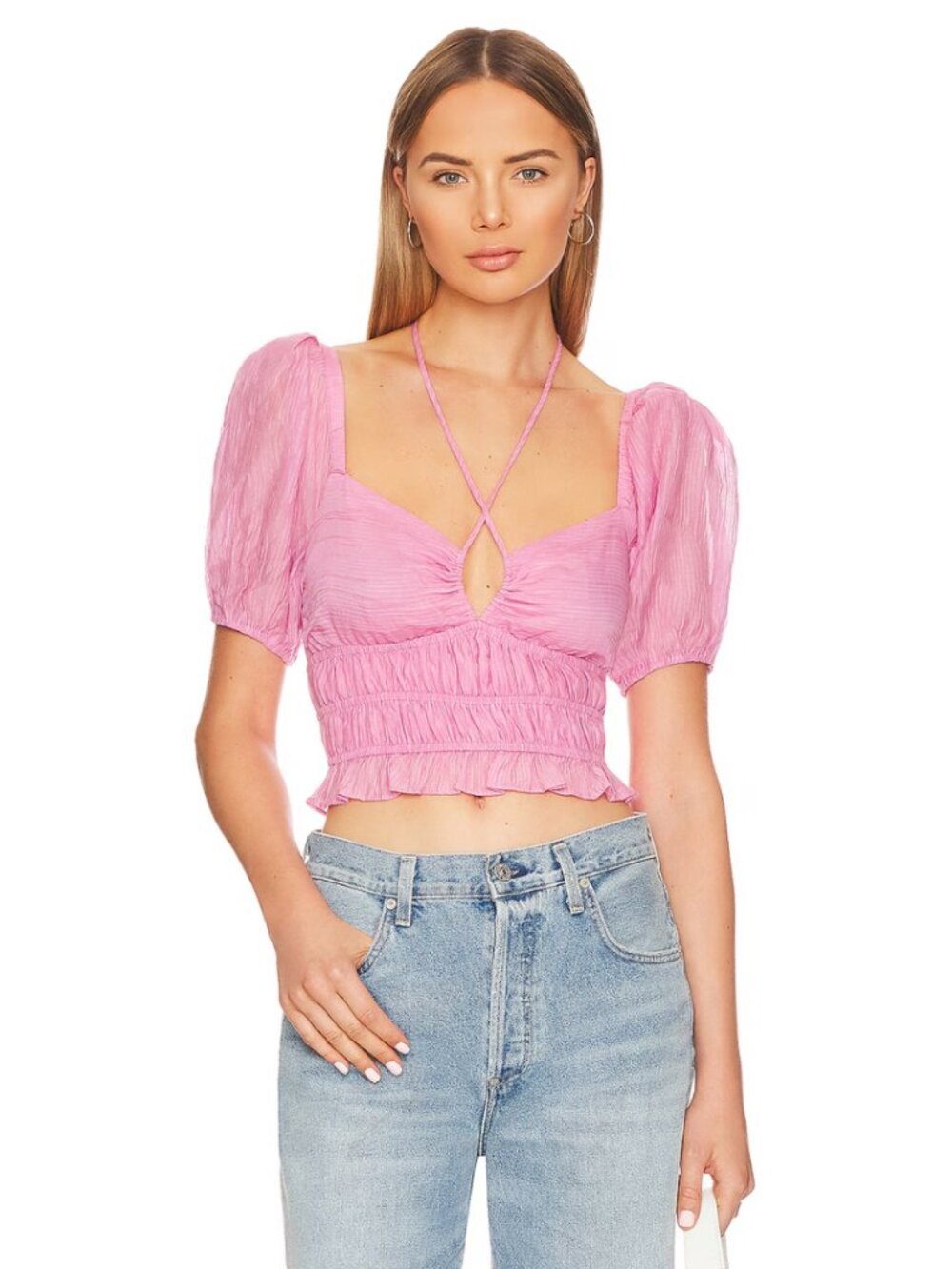 ASTR the Label Tarian Top Pink Size Small Feminine Romantic Cottagecore